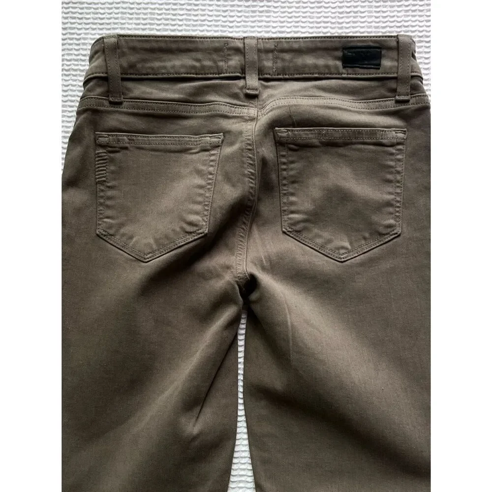 PAIGE Olive Green Verdugo Ankle Raw Hem Skinny Slim Skinny Jeans 24